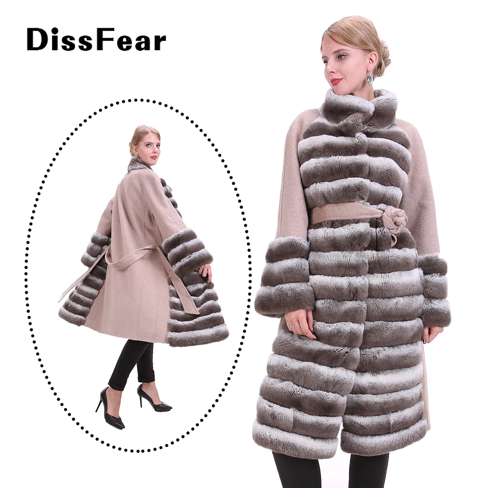 Women Genuine Rex Rabbit Fur Coat Female Patchwork Cashmere Jacket Stand Collar Winter Warm Long Stripe Real Fur Coat with Belt
Women Genuine Rex Rabbit Fur Coat Female Patchwork Cashmere Jacket Stand Collar Winter Warm Long Stripe Real Fur Coat with Belt