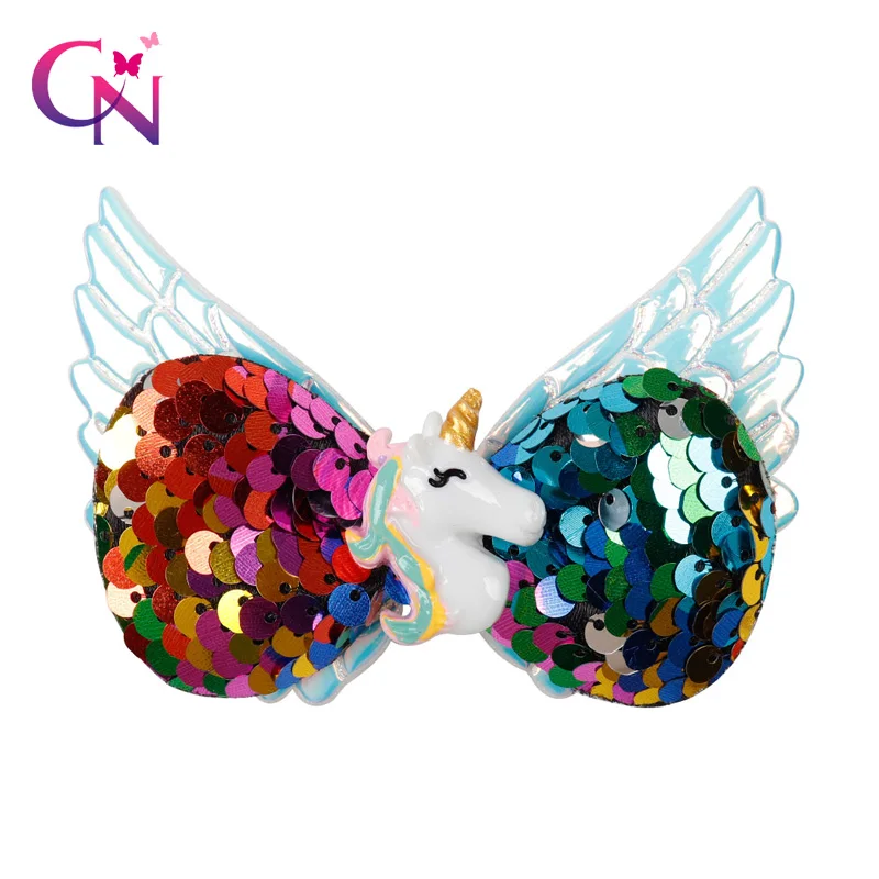 CN 3.5" Hair Accessories Unicorn Hair Bows for Girls Reversible Sequin Wings Hair Clip Bows Hair Girl Hairpins Party Headdress
CN 3.5" Hair Accessories Unicorn Hair Bows for Girls Reversible Sequin Wings Hair Clip Bows Hair Girl Hairpins Party Headdress