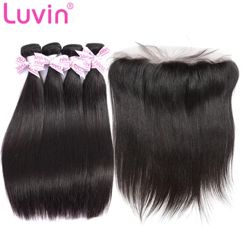 Luvin Virgin Hair Weave Peruvian hair Bundles With Closure Human Hair 4 Bundles With Frontal Closure Straight Hair Extension
Luvin Virgin Hair Weave Peruvian hair Bundles With Closure Human Hair 4 Bundles With Frontal Closure Straight Hair Extension