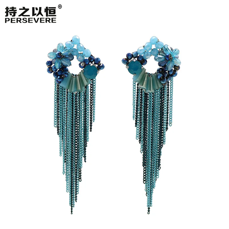 Bohemian Crystal Metal Chain Tassel Earrings Handmade Geometric Flower Statement Long Earrings For Women Fashion fringe earrings
Bohemian Crystal Metal Chain Tassel Earrings Handmade Geometric Flower Statement Long Earrings For Women Fashion fringe earrings