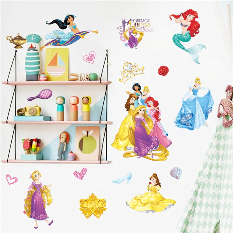 Красивые декоративные наклейки Cinderalle Aurora Rapunzel Princess для девичьей комнаты