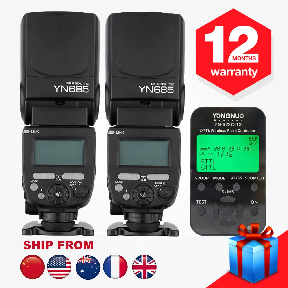 2PCS Yongnuo YN-685 YN685 Radio Wireless Manual Flash Speedlite + 1 x YN-622C-TX Flash Trigger For Canon 5DIII 650D 600D 700D
2PCS Yongnuo YN-685 YN685 Radio Wireless Manual Flash Speedlite + 1 x YN-622C-TX Flash Trigger For Canon 5DIII 650D 600D 700D