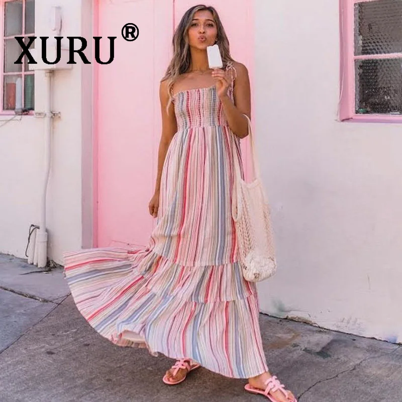 XURU New Summer Women's Print Dress Bohemian Beach Holiday Dress Sling Strap Long Dress
XURU New Summer Women's Print Dress Bohemian Beach Holiday Dress Sling Strap Long Dress
