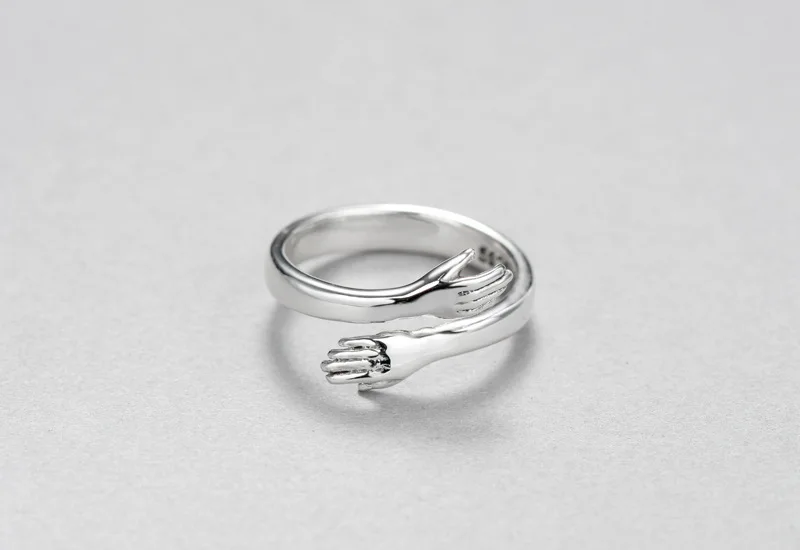 Creative Hands Embrace Open Rings 925 Sterling-Silver