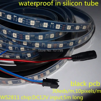 5m DC12V WS2811 300LEDs (20pixes/m) BLACK PCB led digital strip;IP66;waterproof in silicon tube
5m DC12V WS2811 300LEDs (20pixes/m) BLACK PCB led digital strip;IP66;waterproof in silicon tube
