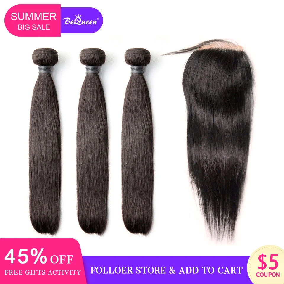 BeQueen Brazilian Hair Weave 3 Bundle With Closure Straight Wave Human Hair Bundles With Closure Raw Virgin Human Hair Extension
BeQueen Brazilian Hair Weave 3 Bundle With Closure Straight Wave Human Hair Bundles With Closure Raw Virgin Human Hair Extension