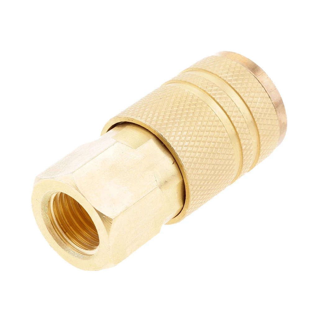 5 Pieces Metal Air Compressor Hose Fitting Coupler Connector 1/4'' NPT - Gold 5 Pieces Metal Air Compressor Hose Fitting Coupler Connector 1/4'' NPT - Gold