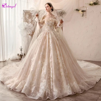 Luxury Feathers Boat Neck Beaded Long Sleeve A-Line Wedding Dress 2020 Gorgeous Appliques Lace Royal Train Bridal Gown Plus Size
Luxury Feathers Boat Neck Beaded Long Sleeve A-Line Wedding Dress 2020 Gorgeous Appliques Lace Royal Train Bridal Gown Plus Size