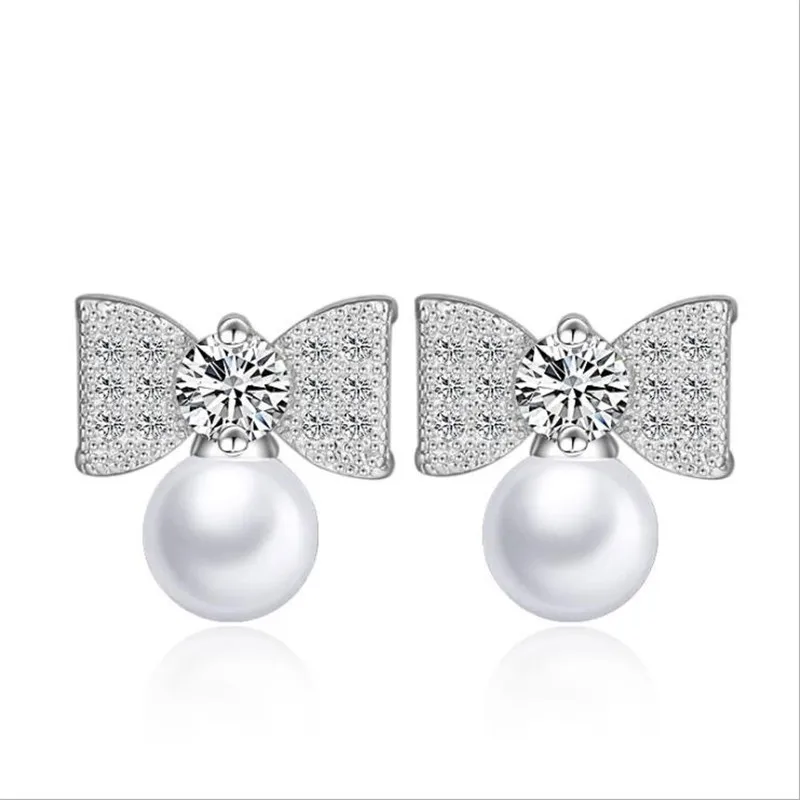 LUKENI Charm Crystal Bowknot Women Pearl Stud Earrings Jewelry Shiny 925 Sterling Silver Earrings For Girl Lady Birthday Gift
LUKENI Charm Crystal Bowknot Women Pearl Stud Earrings Jewelry Shiny 925 Sterling Silver Earrings For Girl Lady Birthday Gift