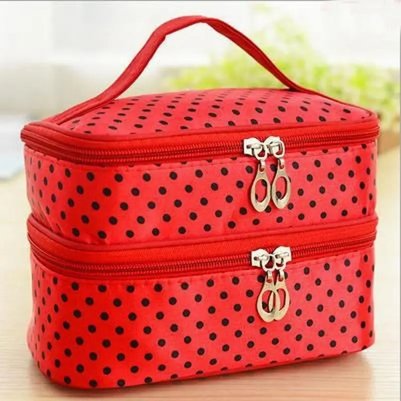 Multifunctional Zipper Portable Double layer Dots Cosmetic Bag Makeup Storage Container Travel Storage Bags Package Pouch
Multifunctional Zipper Portable Double layer Dots Cosmetic Bag Makeup Storage Container Travel Storage Bags Package Pouch