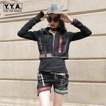 Gothic Punk Style Mesh Patchwork Women 3Pcs Outfits Top Quality Long Sleeve Slim Fit Short Jacket Coat Hole Ripped Hot Shorts
Gothic Punk Style Mesh Patchwork Women 3Pcs Outfits Top Quality Long Sleeve Slim Fit Short Jacket Coat Hole Ripped Hot Shorts