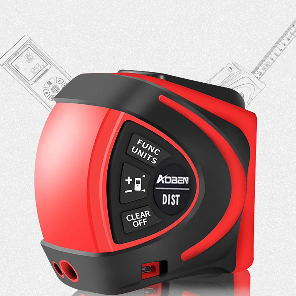 Laser Digital Tape Measure 30M Range Finder With 5M Measuring Tape LED Backlight m/in/ft Laser Distance Meter Optical Instrument
Laser Digital Tape Measure 30M Range Finder With 5M Measuring Tape LED Backlight m/in/ft Laser Distance Meter Optical Instrument