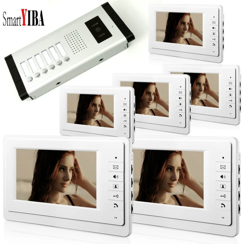 SmartYIBA Wired 7" Inch LCD Color Monitor 700TVL HD Camera Video Door Bell Door Phone Intercom System For 6 Families Apartment
SmartYIBA Wired 7" Inch LCD Color Monitor 700TVL HD Camera Video Door Bell Door Phone Intercom System For 6 Families Apartment