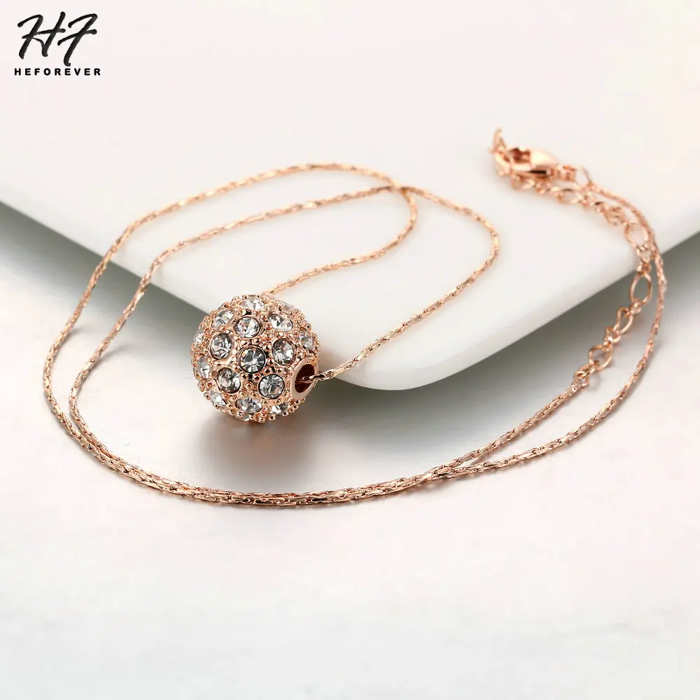 Trendy Lucky Ball Pendants Necklaces for Women Rose White Gold Color CZ Crystal Fashion Jewelry For Girls Xmas Gift N252
Trendy Lucky Ball Pendants Necklaces for Women Rose White Gold Color CZ Crystal Fashion Jewelry For Girls Xmas Gift N252