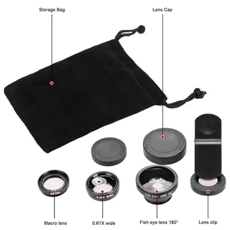 180 Degree Fisheye 0.67X Wide-Angle Len 3 in 1 Cell Phone Lens Mobile Phone External Lens Macro DSLR Effect For Smartphone
180 Degree Fisheye 0.67X Wide-Angle Len 3 in 1 Cell Phone Lens Mobile Phone External Lens Macro DSLR Effect For Smartphone