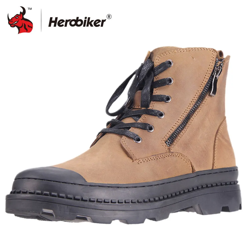 HEROBIKER Motorcycle Boots Retro Leather Moto Boots Men Motocross Riding Boots Shoes Motorcycle Protection Botas Brown
HEROBIKER Motorcycle Boots Retro Leather Moto Boots Men Motocross Riding Boots Shoes Motorcycle Protection Botas Brown