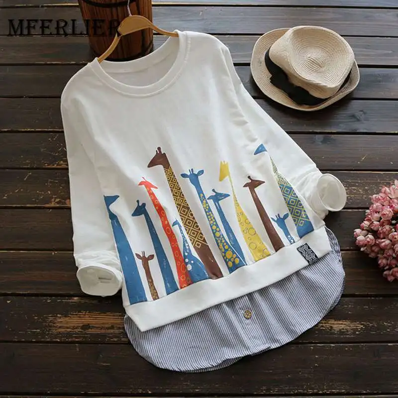 Mferlier Autumn Winter Sweatshirt Femme O Neck Long Sleeve Floral Print Shirt Hem Patchwork Fake Two Pieces Women's Sweatshirt
Mferlier Autumn Winter Sweatshirt Femme O Neck Long Sleeve Floral Print Shirt Hem Patchwork Fake Two Pieces Women's Sweatshirt