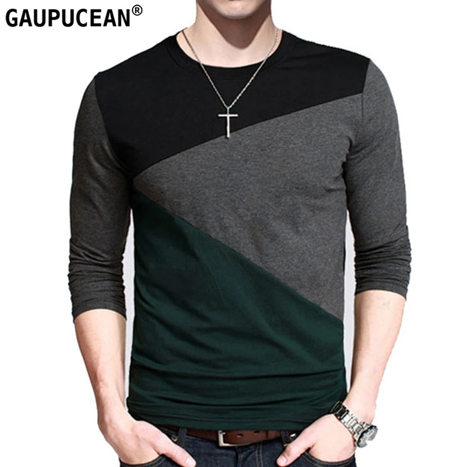Man T-shirt Long Cotton Sleeve Quality Fashion O-Neck Casual Spring Autmn Slim Male Tee Patchwork Black Grey Men T Shirt
Man T-shirt Long Cotton Sleeve Quality Fashion O-Neck Casual Spring Autmn Slim Male Tee Patchwork Black Grey Men T Shirt
