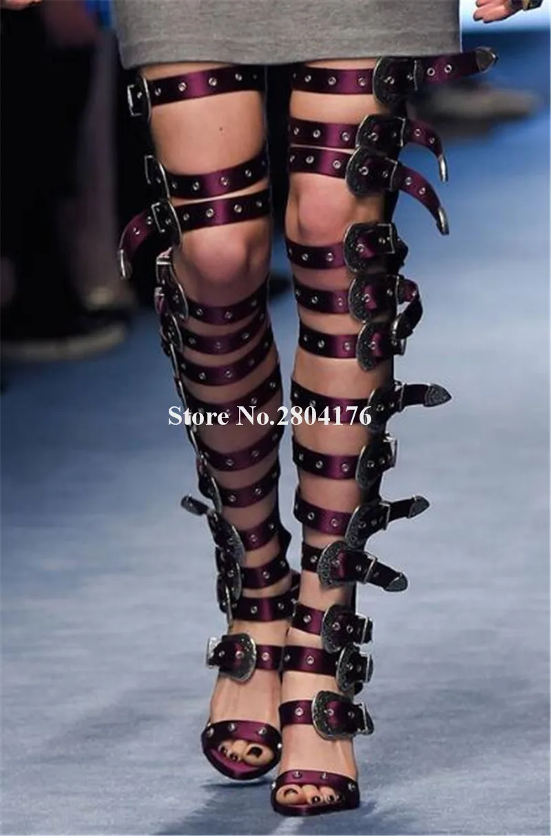 New Fashion Women Open Toe Straps Stiletto Heel Over Knee Gladiator Boots Pink Purple Blue Buckles Long High Heel Boots
New Fashion Women Open Toe Straps Stiletto Heel Over Knee Gladiator Boots Pink Purple Blue Buckles Long High Heel Boots