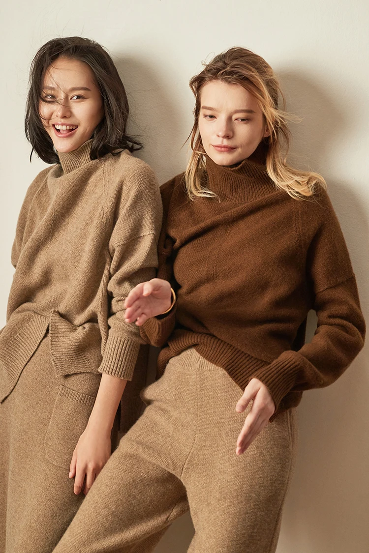 Jumper Top Hot Sale Computer Knitted Full 2018 Cashmere Sweater High Collar Loose Profile Thick Pullover Women's Fork | Женская