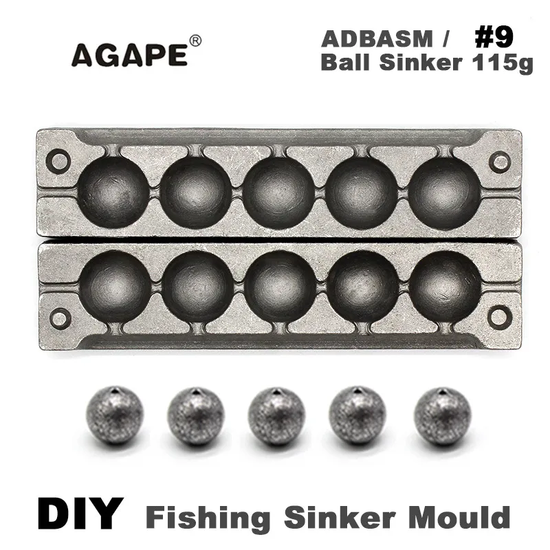 AGAPE DIY Fishing Ball Sinker Mould Casting Molds Form ADBASM/#9 115g 5 Cavities
AGAPE DIY Fishing Ball Sinker Mould Casting Molds Form ADBASM/#9 115g 5 Cavities
