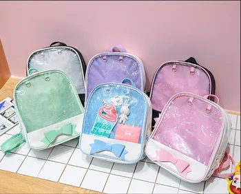 Transparent shoulder bag lady backpack bow pocket book Mini Pink Blue student bag teenager fashion bag
Transparent shoulder bag lady backpack bow pocket book Mini Pink Blue student bag teenager fashion bag