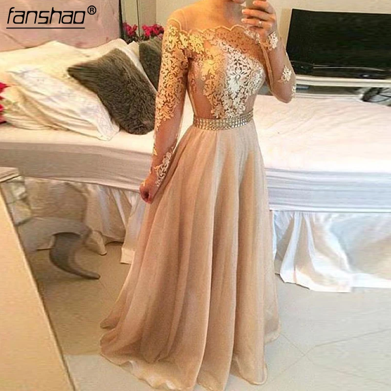 Gold Evening Dress Elegant Off the Shoulder Illusion Long Sleeves Prom Dresses Evening Gown Abendkleider Abiye Robe De Soiree
Gold Evening Dress Elegant Off the Shoulder Illusion Long Sleeves Prom Dresses Evening Gown Abendkleider Abiye Robe De Soiree
