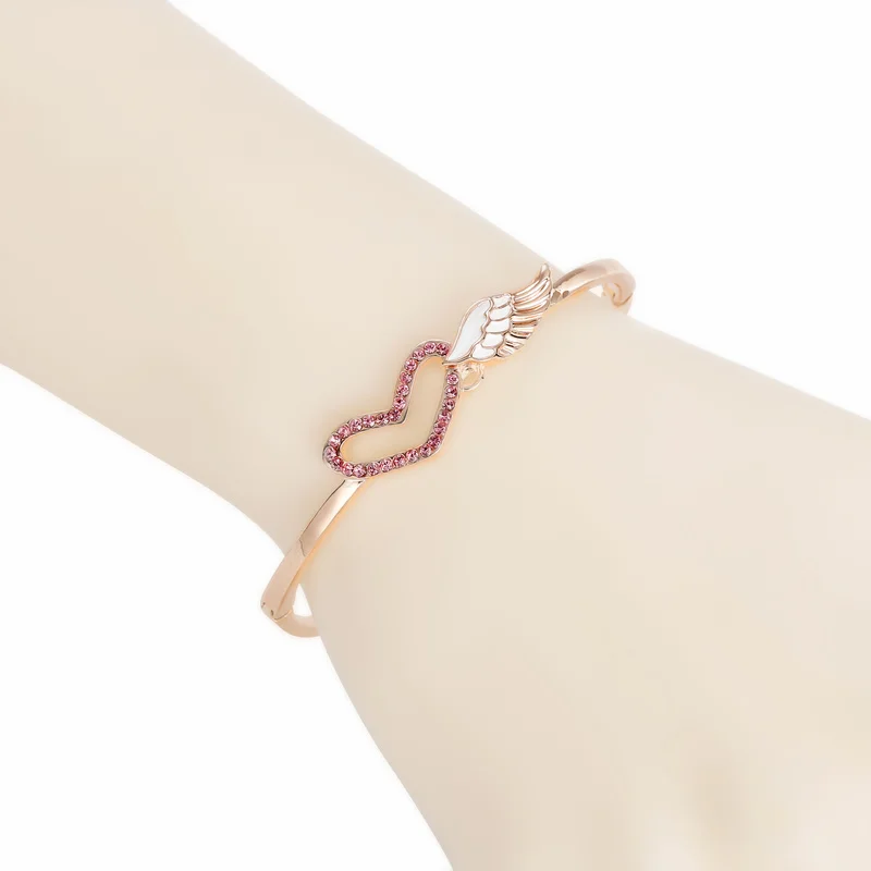 Rose Gold Bracelet Inlaid Bead Heart Love Wings Charm Bangles Mens s For Men Women Jewelry Wholesale
Rose Gold Bracelet Inlaid Bead Heart Love Wings Charm Bangles Mens s For Men Women Jewelry Wholesale