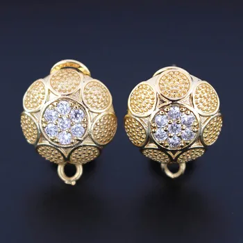 Micro Paved Cubic CZ Zircon Earrings Post Clip Back with Hanger Connectors Circle Metal Findings DIY for African Bridal Weddings
Micro Paved Cubic CZ Zircon Earrings Post Clip Back with Hanger Connectors Circle Metal Findings DIY for African Bridal Weddings