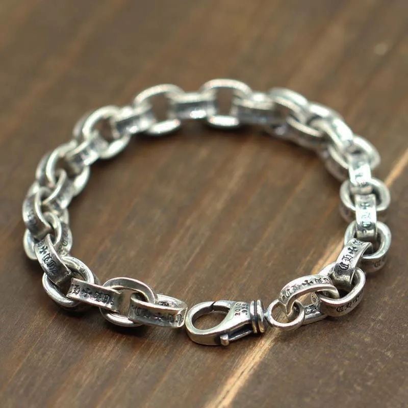 925 Sterling Silver 8mm 16cm~24cm Vintage Six Word Letter Bracelets Women Men Fine Jewelry Solid Lobster Clasp Chain Bracelet
925 Sterling Silver 8mm 16cm~24cm Vintage Six Word Letter Bracelets Women Men Fine Jewelry Solid Lobster Clasp Chain Bracelet
