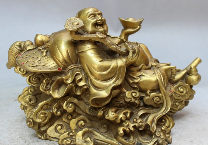 USPS to USA S1341 10" Chinese Brass Happy Laughing Maitreya Buddha Hold RuYi YuanBao On Fan Statue (B0328)
USPS to USA S1341 10" Chinese Brass Happy Laughing Maitreya Buddha Hold RuYi YuanBao On Fan Statue (B0328)