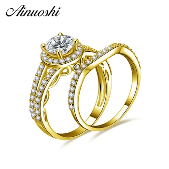 AINUOSHI 14K Solid Yellow Gold Bridal Ring Set 4 Prongs 1ct Round Cut SONA Diamond Halo Ring Set Engagement Wedding Band Rings
AINUOSHI 14K Solid Yellow Gold Bridal Ring Set 4 Prongs 1ct Round Cut SONA Diamond Halo Ring Set Engagement Wedding Band Rings