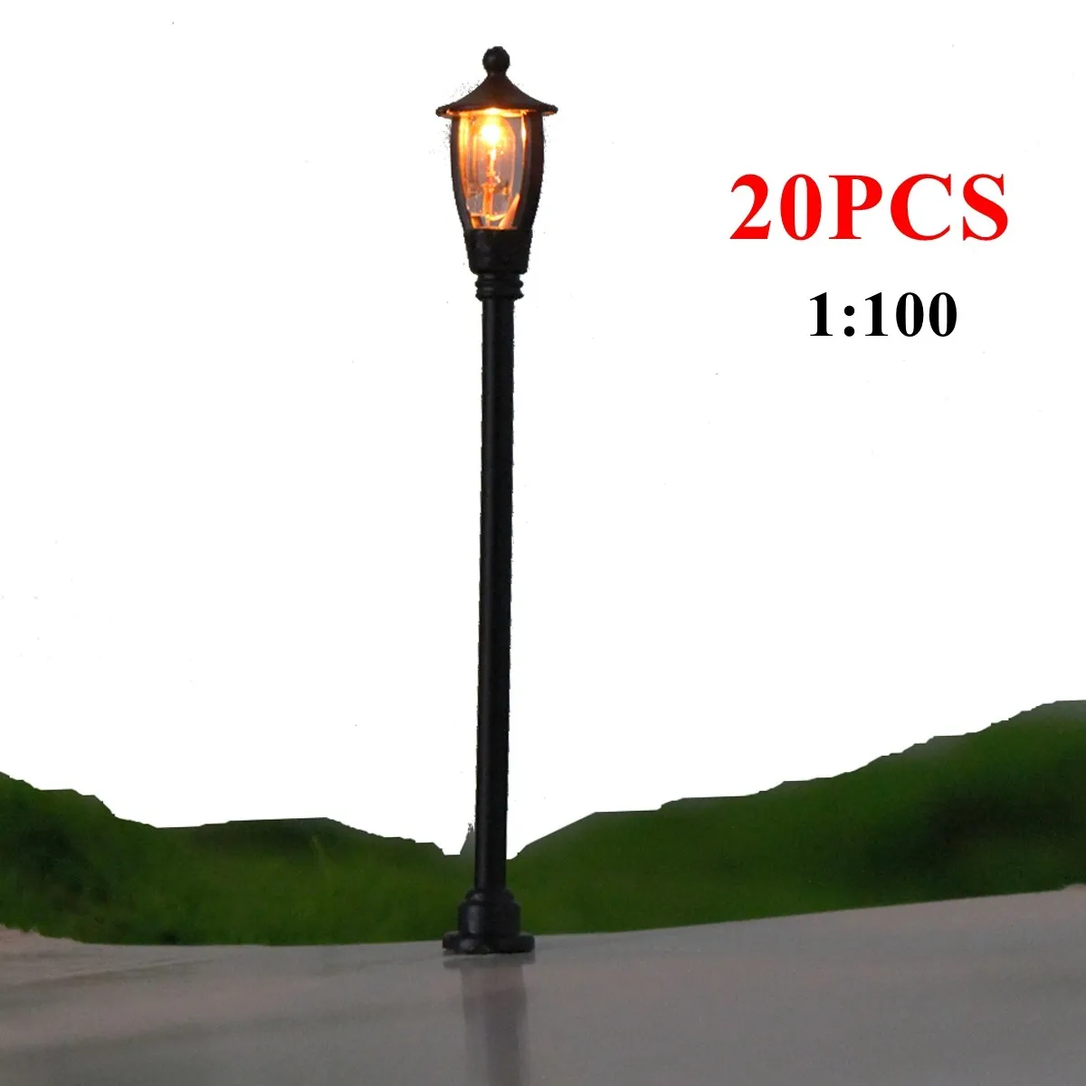 Масштаб 1:100 модель 20шт раскладка садовых ламп с одной головкой ламповый