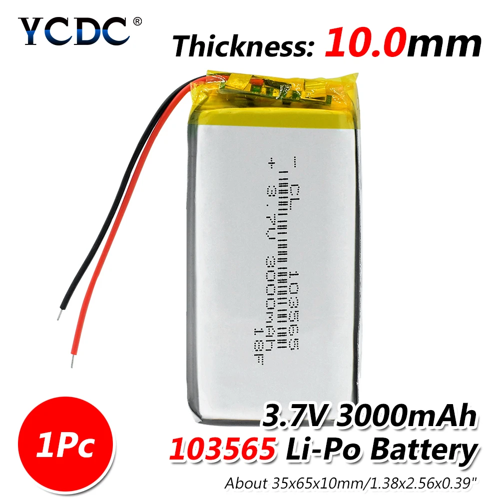 1/2/4Pcs 103565 3.7 V lithium polymer battery 3000 mah DIY mobile power charging treasure battery For DVD GPS PSP Camera E-book
1/2/4Pcs 103565 3.7 V lithium polymer battery 3000 mah DIY mobile power charging treasure battery For DVD GPS PSP Camera E-book