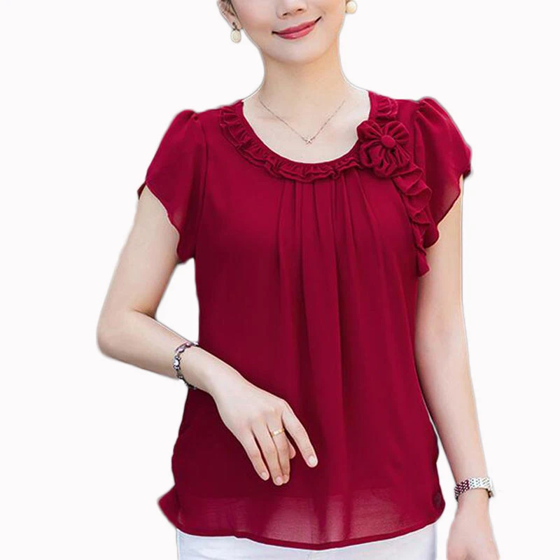 Plus size 4XL elegant women summer blouse 2017 new loose casual short sleeve O-neck slim chiffon shirt tops for female XT0075
Plus size 4XL elegant women summer blouse 2017 new loose casual short sleeve O-neck slim chiffon shirt tops for female XT0075