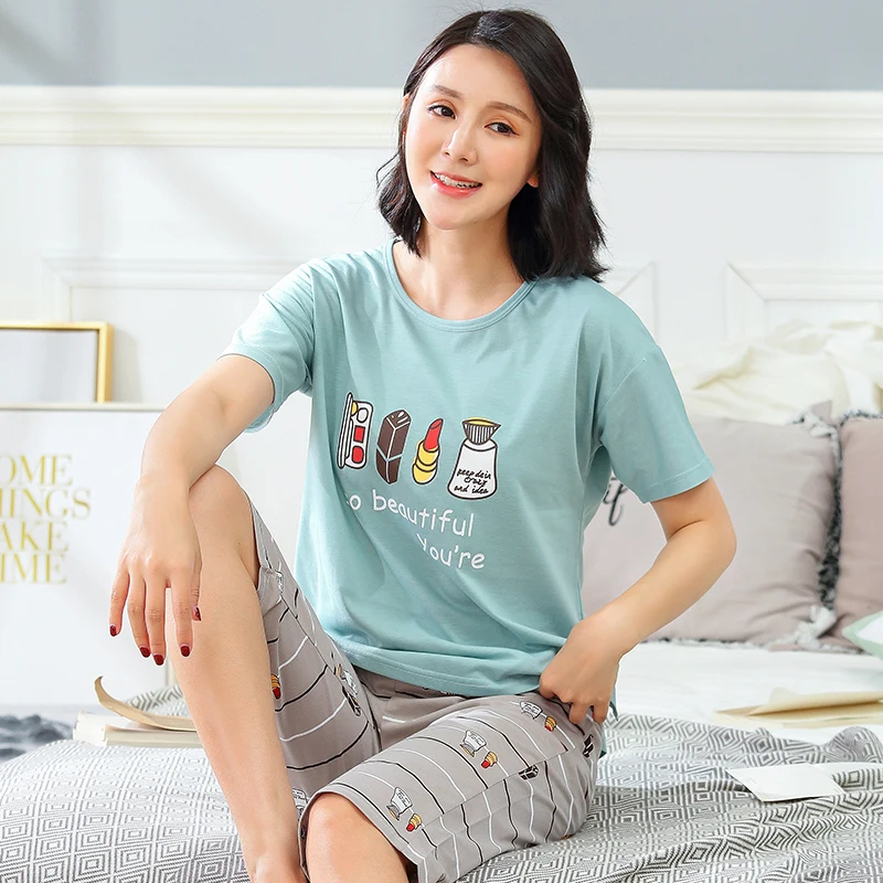Brand Summer Women's Cartoon Pajamas Cotton Pajama Sets Female Printing StripedSleepwear Casual Mujer Pyjama 3XL Home Clothing
Brand Summer Women's Cartoon Pajamas Cotton Pajama Sets Female Printing StripedSleepwear Casual Mujer Pyjama 3XL Home Clothing
