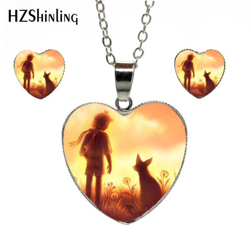 2018 New Fashion Vintage Heart Necklace Earrings The Little Prince and the Fox in the Light Silver Chains Heart Set Jewelry
2018 New Fashion Vintage Heart Necklace Earrings The Little Prince and the Fox in the Light Silver Chains Heart Set Jewelry