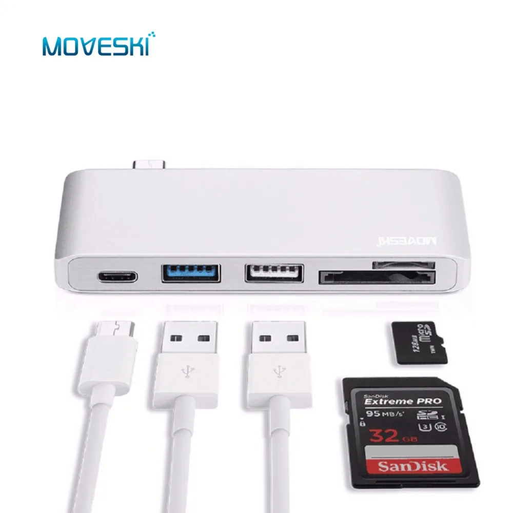 Moveski VT-103 USB C Hub Multi port Type C Adapter with USB 3.0 Ports Type-C Charging Port SD/Micro SD Card Reader for MacBook
Moveski VT-103 USB C Hub Multi port Type C Adapter with USB 3.0 Ports Type-C Charging Port SD/Micro SD Card Reader for MacBook