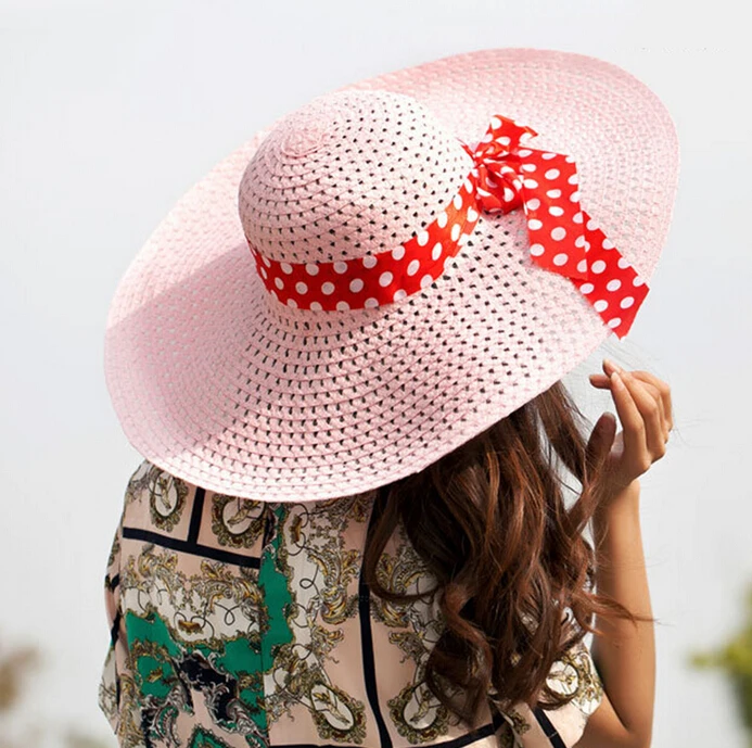 

2019 Fashion Straw Hat Beach Derby Floppy Cap Summer Sun Protection Simple Beautiful Women Girls Gift Wide Brim New Lady Fold