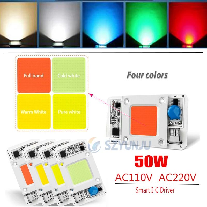 50W AC110V AC220V LED COB Chip Lamp Floodlight Smart-IC Bulb Bead Warm/Cold White Red Green Blue Full sectrum pink
50W AC110V AC220V LED COB Chip Lamp Floodlight Smart-IC Bulb Bead Warm/Cold White Red Green Blue Full sectrum pink