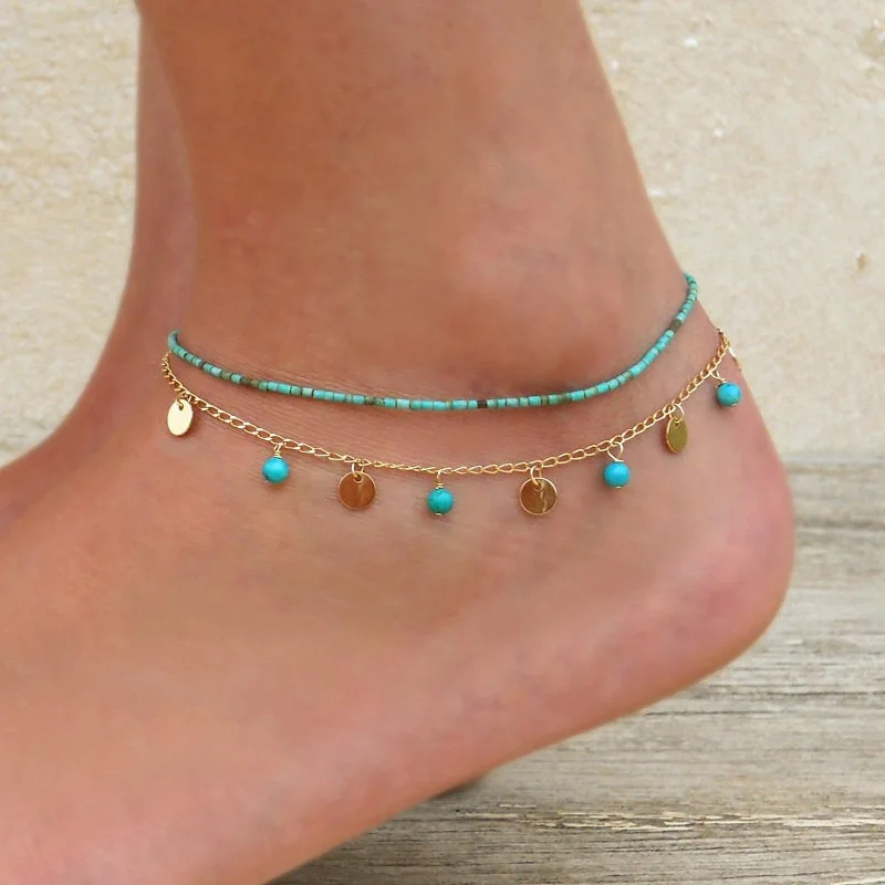 Fashion Boho Chic Design Summer Style Beach Holiday Silver/Gold Color Two Layers Coin Chains Nature Stone Beaded Women Anklets
Fashion Boho Chic Design Summer Style Beach Holiday Silver/Gold Color Two Layers Coin Chains Nature Stone Beaded Women Anklets