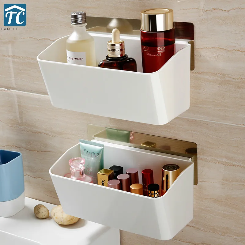 Bathroom Free Punching Storage Rack Toilet Wall Hanging Box Suction Vanity Container Organizer Eco-friendly Shelf Sundries | Дом и сад