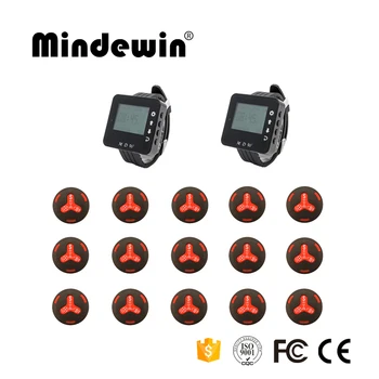 Mindewin Button Pager 15pcs Waiter Calling Buttons + 2pcs Wrist Watch Pager Wireless Call Service System For Restaurant
Mindewin Button Pager 15pcs Waiter Calling Buttons + 2pcs Wrist Watch Pager Wireless Call Service System For Restaurant