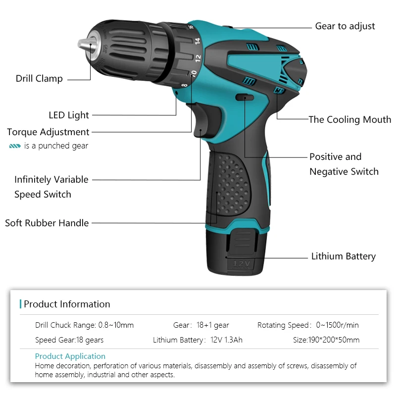 Handskit-12-V-Electric-Screwdriver-Cordless-Drill-Mini-Wireless-Power-Driver-with-drill-Flexible-Shaft-Bits (2)
