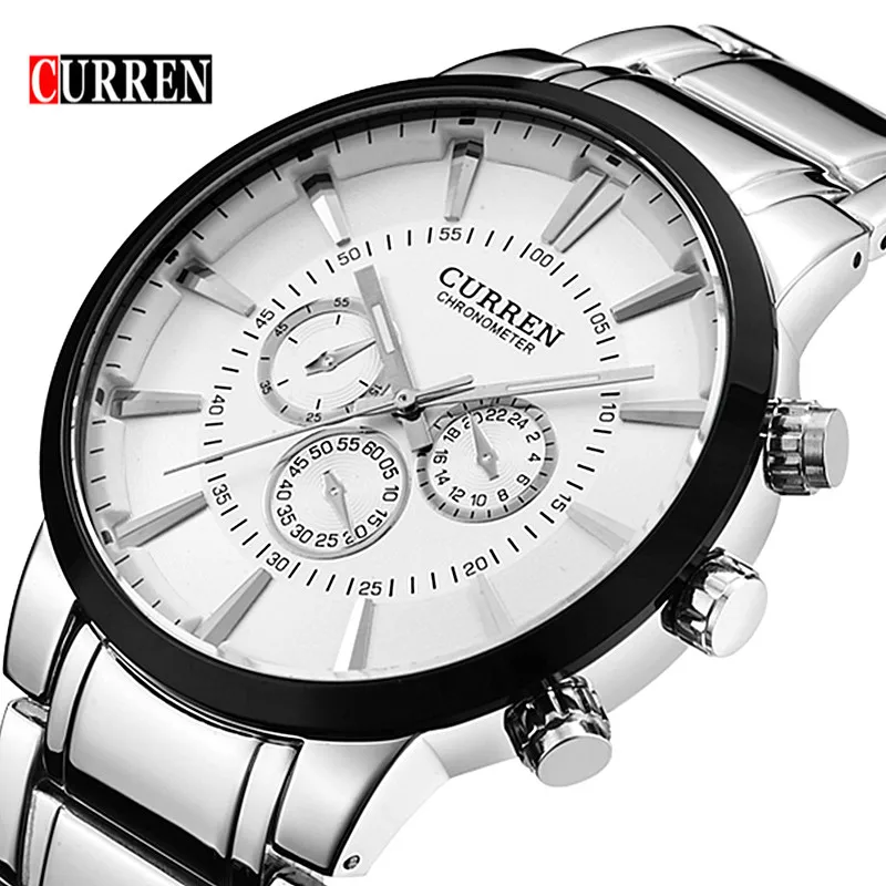 Фото Часы CURREN Мужские деловые кварцевые стальные серебристые - купить