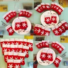 Image 12pc Lot Snowflake Christmas Stocking Cutlery Holder Tableware Fork Spoon Cover NewYear Christmas Decoration Table Dinner Natale