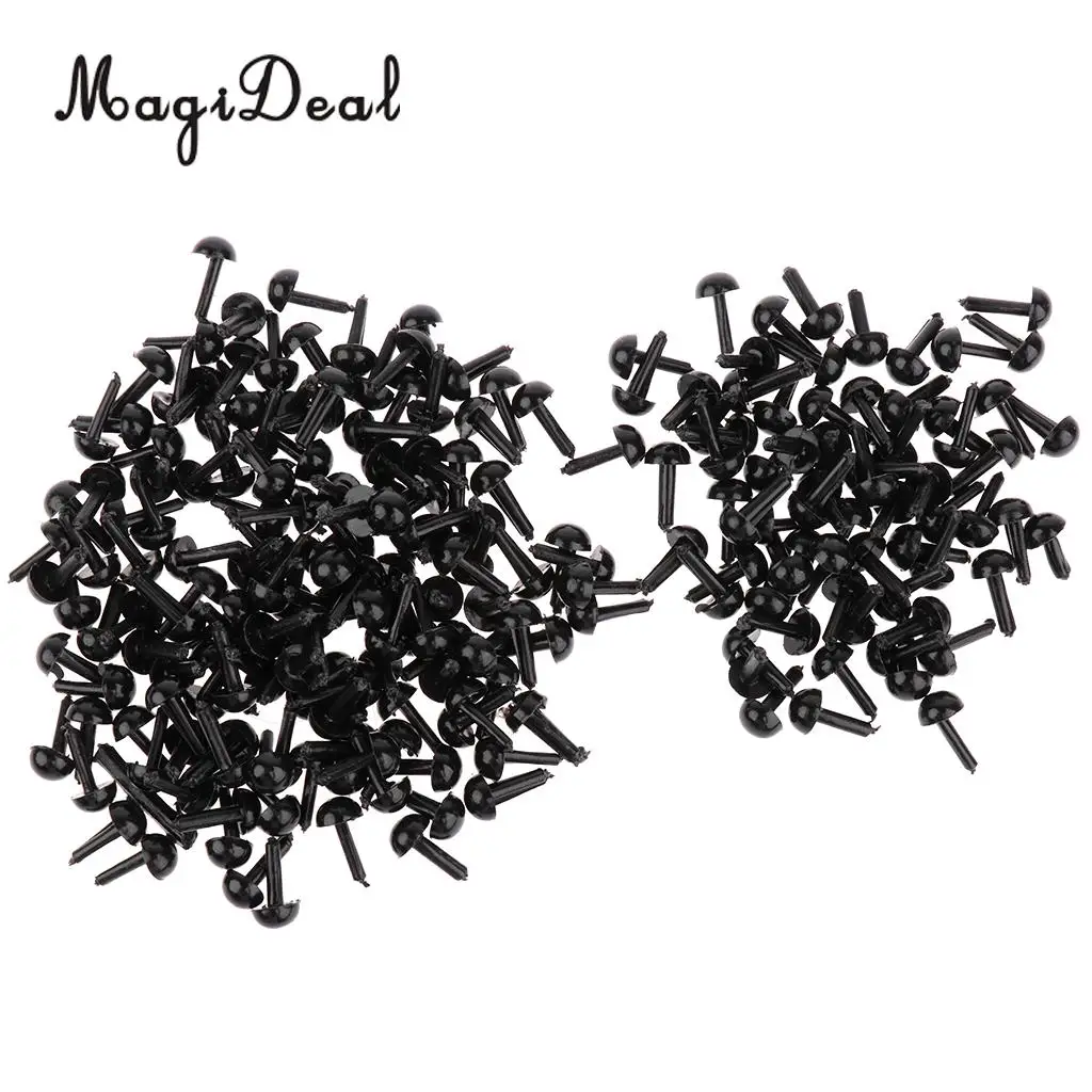 200 Pieces Black Plastic Safety Eyes for Teddy Bear Doll Plush Animal Toys Card Making Home Decor Crafts