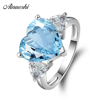 AINUOSHI 3 Stone Ring Pure 925 Sterling Silver 5 CT Gemstone Heart Cut Natural Sky Blue Topaz Wedding Engagement Ring for Women
AINUOSHI 3 Stone Ring Pure 925 Sterling Silver 5 CT Gemstone Heart Cut Natural Sky Blue Topaz Wedding Engagement Ring for Women