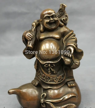 xd 00225 Chinese Bronze Copper Wealth Money Bag Happy Laugh Maitreya Buddha Gourd Statue
xd 00225 Chinese Bronze Copper Wealth Money Bag Happy Laugh Maitreya Buddha Gourd Statue