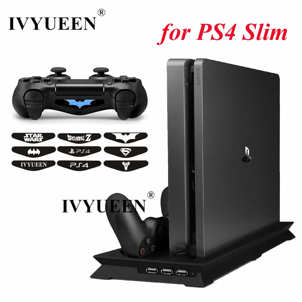 IVYUEEN for PlayStation 4 PS4 Slim Vertical Stand Cooling Fan Cooler & Dual USB Charger Charging Dock & 3 Extra HUB & 9 Stickers
IVYUEEN for PlayStation 4 PS4 Slim Vertical Stand Cooling Fan Cooler & Dual USB Charger Charging Dock & 3 Extra HUB & 9 Stickers